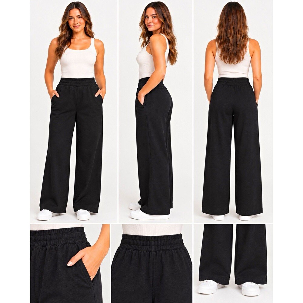 Old Navy Playa Wide Leg High Rise Comfort Waist Pull-On Pants Black S